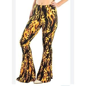 BEAR DANCE SHEER FOAMES BELL BOTTOM PANTS MEDIUM